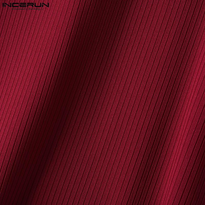 INCERUN Men Mockneck Long Sleeve Zip-up Hem Stitching Casual Fitted T-shirts Tops