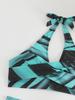 2024 Women's European & American Print Crisscross Halter Bikini Swimsuit