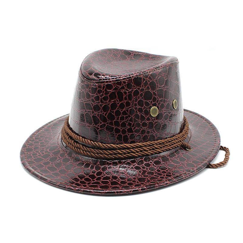 Men And Women Outdoor Beach Hat Sunscreen Sun Hat Pu Western Cowboy Hat Czy-233