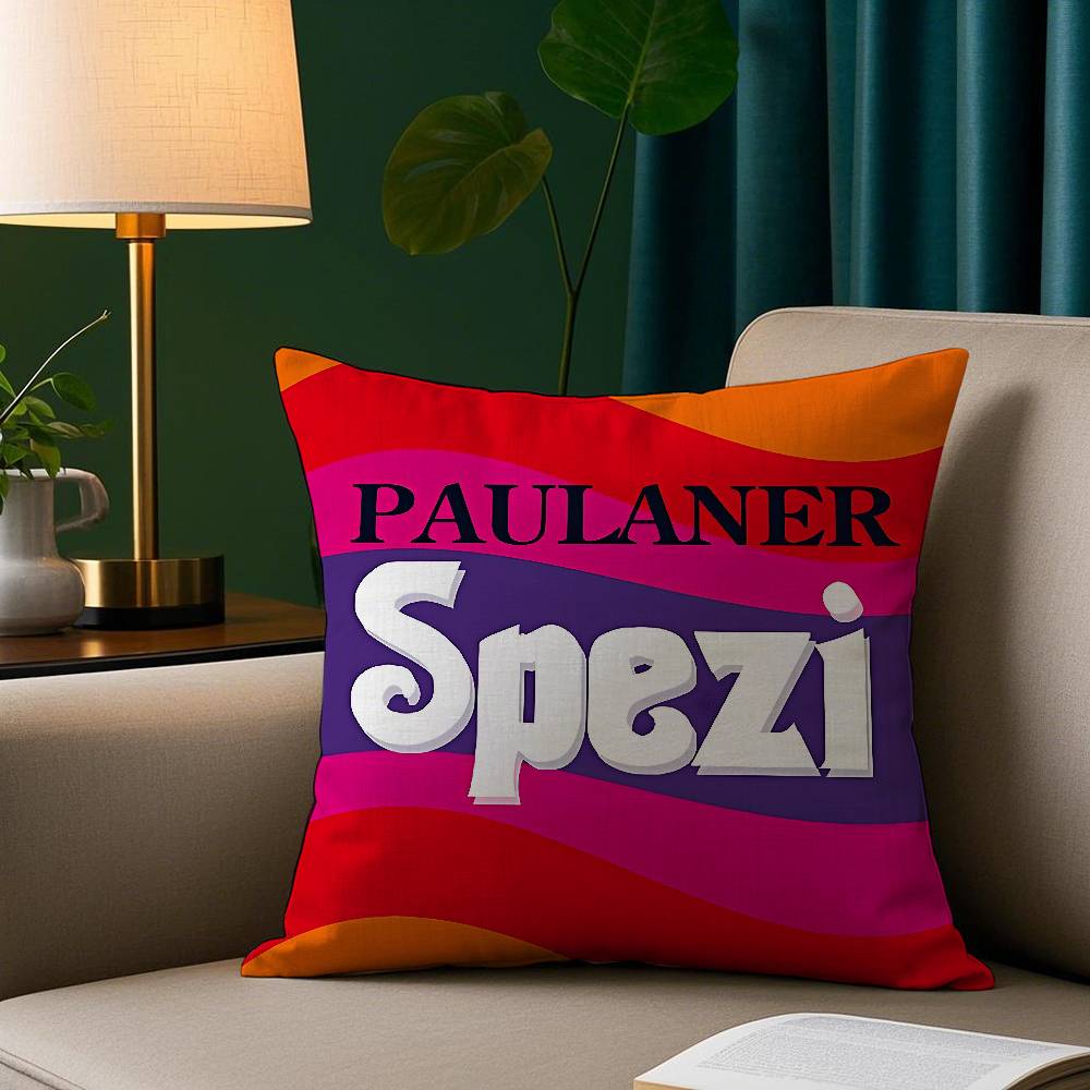 

Пиво Paulaner Spezi Мюнхен Наволочка Плюшевая ткань Мягкая наволочка Двусторонняя печать Чехол для диванной подушки Декоративная наволочка 12x12Inch