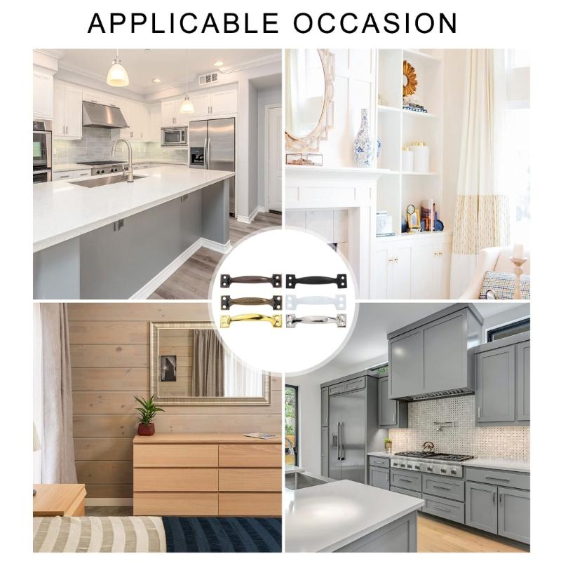 4pcs Arched Handles for Garage Door and Indoor Cabinets Metal Barn Door Pulls Easy Install Wood Fence Cupboard Handles