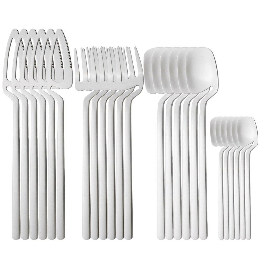 

24 шт., матовый красочный серебряный набор столовых приборов, столовые приборы из нержавеющей стали, нож, вилка, ложка, столовая посуда, посуда, посуда серебряный