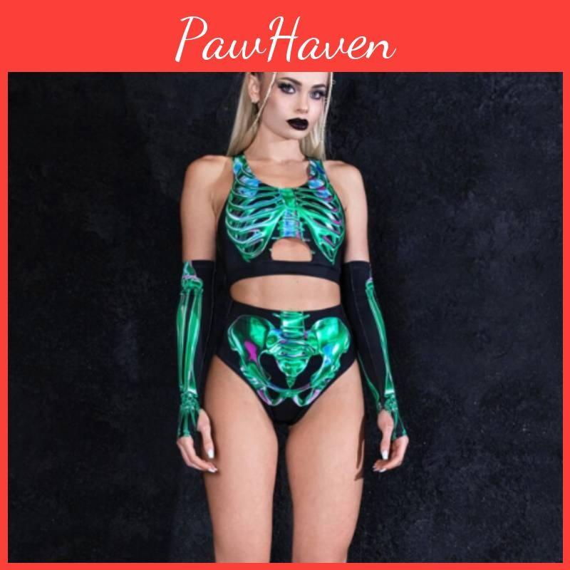 Cosplay Sexy Skeleton Adult Bodysuit Sets Performance Costumes For Halloween