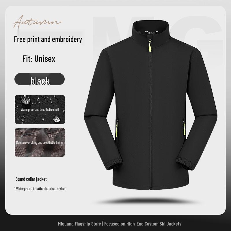 Men's Waterproof Windproof Mountaineering Jacket with Custom Logo Print - Durable Workwear for Companies and Groups