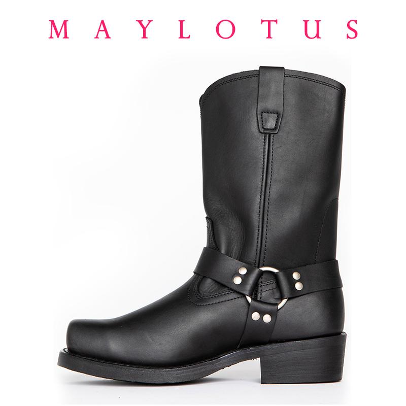 Sizes 48 High-end Luxury Retro Cowboy Boots Men Mid Calf Western Boot Men Leather Man Slip On Shoes Winter Knight Boots Booties 39 чёрный 7330₽