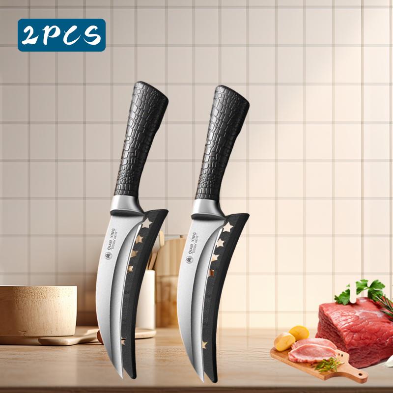 Professional Boning Knife with Stainless Steel Fruit Slicing Knife Non-slip Handle Kitchen Slaughtering Knife with Cover