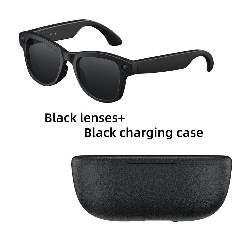 M02 AI Smart Glasses Auto-tinting Lenses Classic Design BT5.3 4K HD Hands-free 8MP Camera With Charging Case IP54 Stylish Portable Glasses