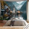 Fendrom City Night Punk Cityspace Tapestry Night Street Architecture Wall Decor Skyline Wall Hanging Green Landscape Ceiling