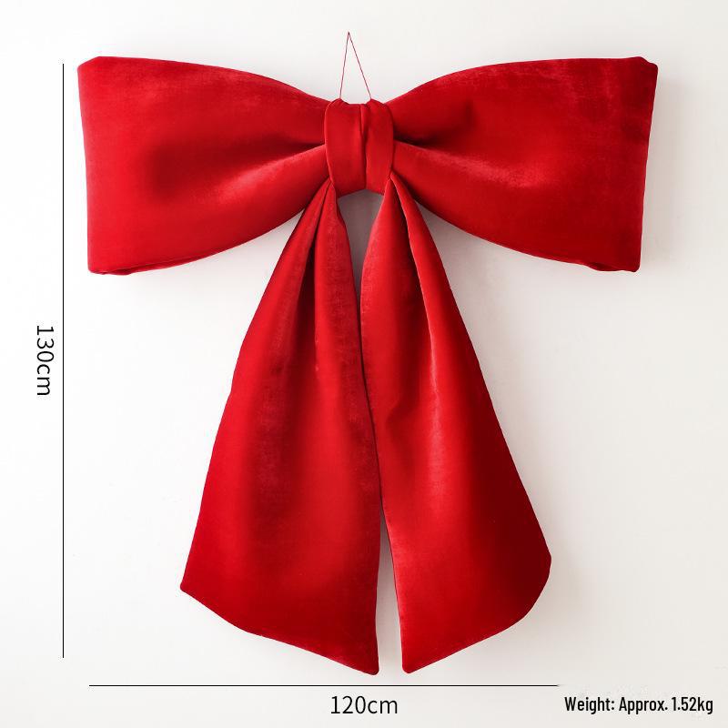 Large Red Velvet 3D Christmas Bow Pendant Ornament