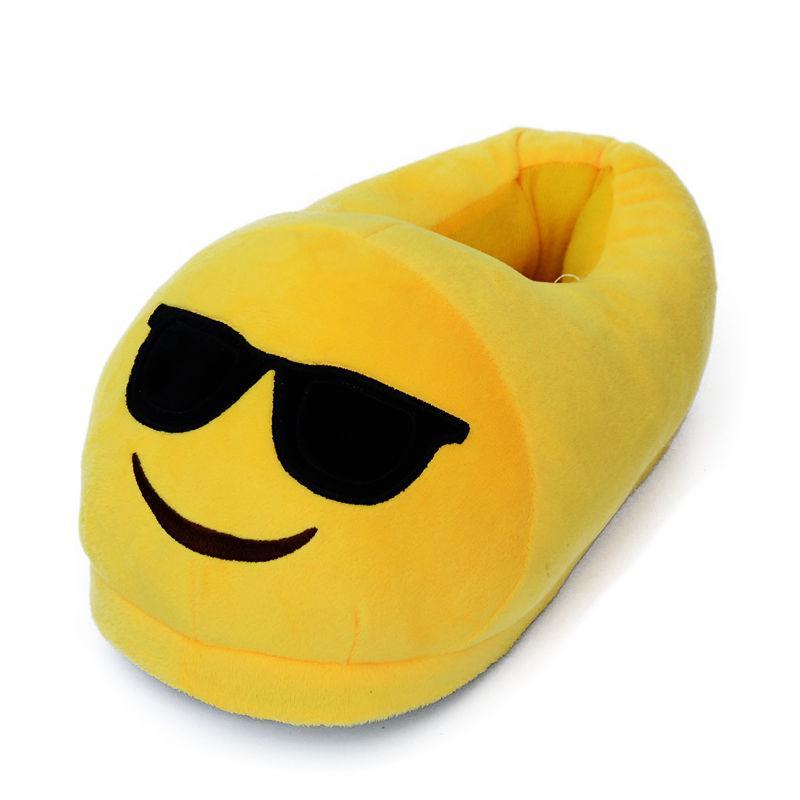 Emoji Plush Slippers With Nonslip Rubber Sole For Home Comfort And Relaxation