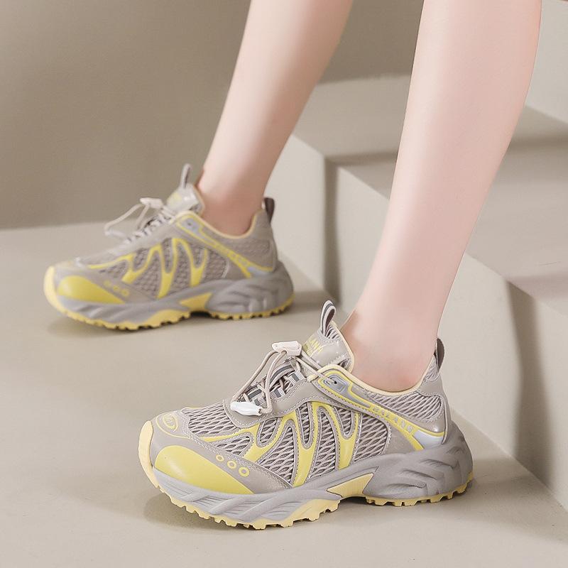 Platform Dad Shoes Women's 2025 New Summer Mesh Breathable Casual Sports Shoes Light Hiking Hiking Shoes