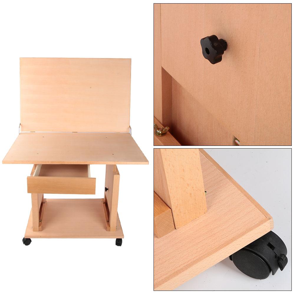 Adjustable Height Wooden Easel Art Sketch Painting Table for Oil Painting Watercolor Gouache