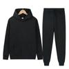 Einfarbiges, langärmliges Kapuzenpullover-Set für Damen, Jogger, Marke, Fleece, Kapuzenpullover, Hose, dicke Sportbekleidung, Kapuzen-Trainingsanzüge