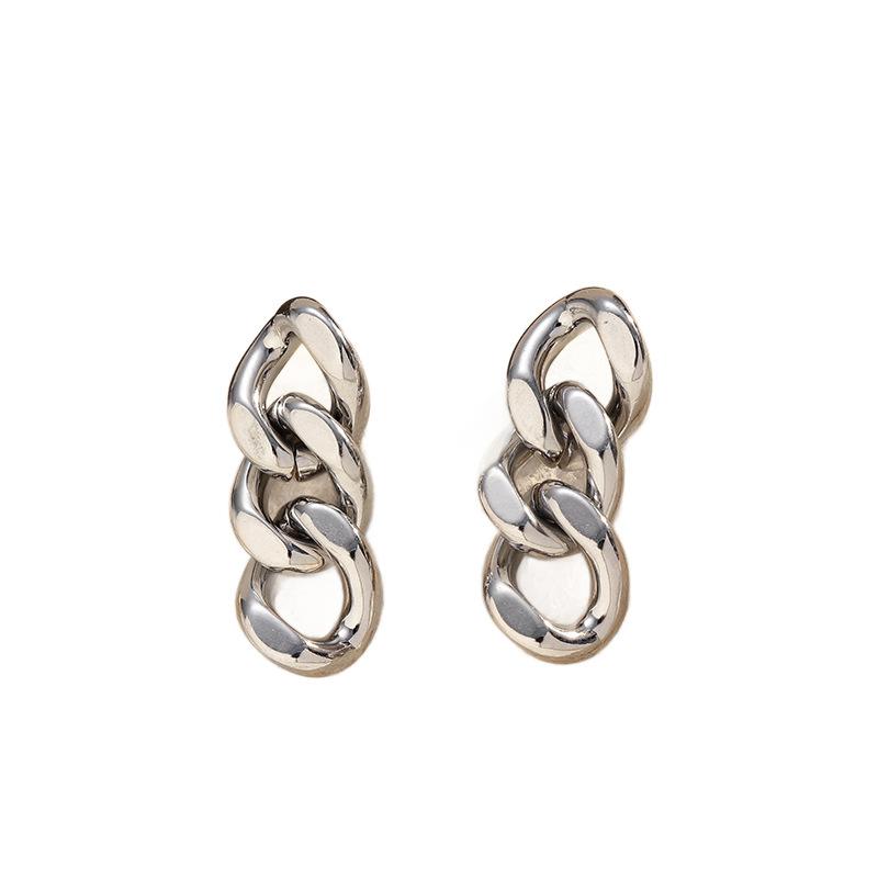 European and American Style Stainless Steel Geometric Chain Titanium Steel Stud Earrings Women's Light Luxury Fashion Simple Stainless Steel Stud