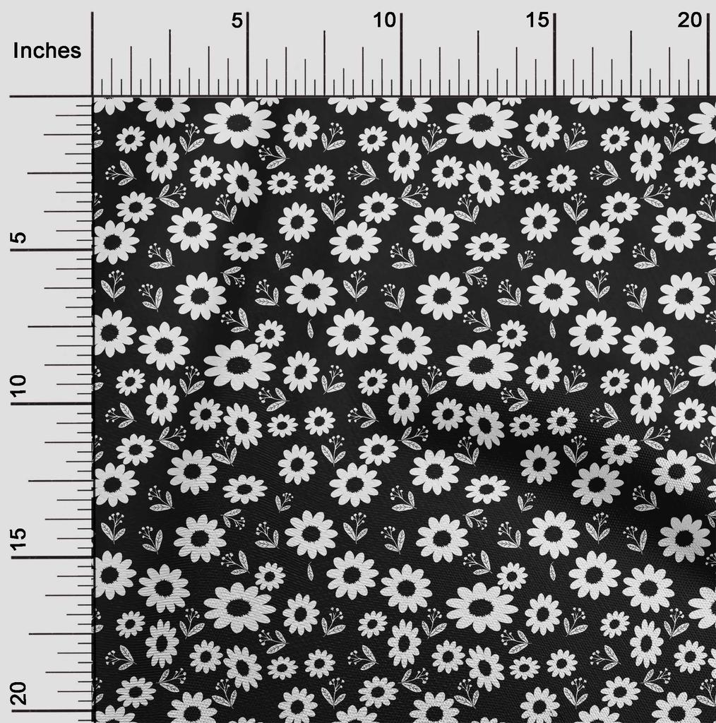 oneOone Cotton Poplin Black Fabric Floral Sewing Material Print Fabric By The Yard 42 Inch
