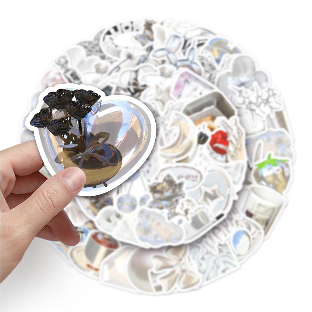 10/30/50pcs Cool Silver Art Aesthetic Stickers Cartoon Ins Style Decals Suitcase Phone Laptop Diary Graffiti Sticker Decoration