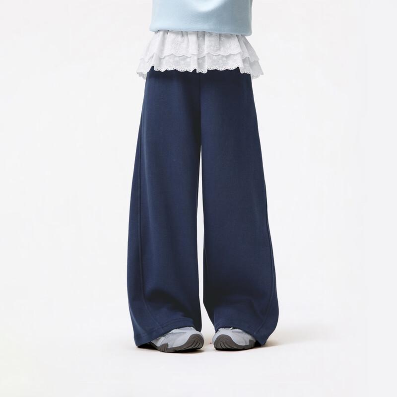 Girls  Fashion Spliced Skirt Hem Casual Sweatpants 140