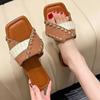 Fashion Fashionable Slippers 2025 Summer New Style Versatile Pull On Women Slippers Casual Soft Sandals Turned Over Edge Outdoor Sandals