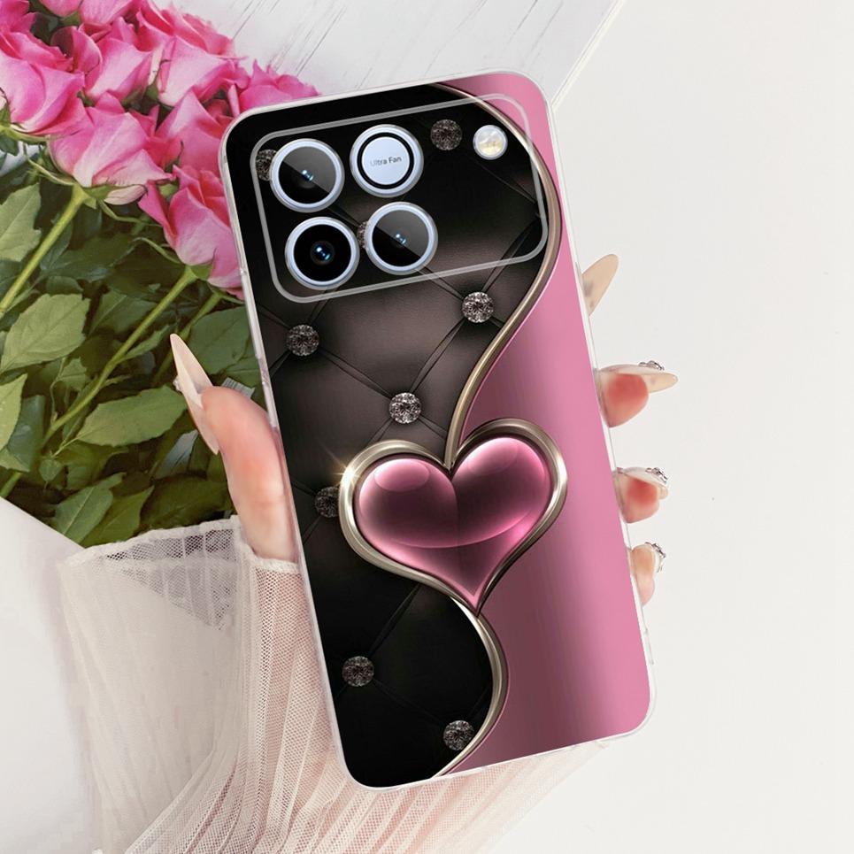 Bow Love Heart Pattern Cute Cat Phone Case For Honor Win 5G Casing Soft TPU Silicone Shockproof Back Cover Transparent Capa