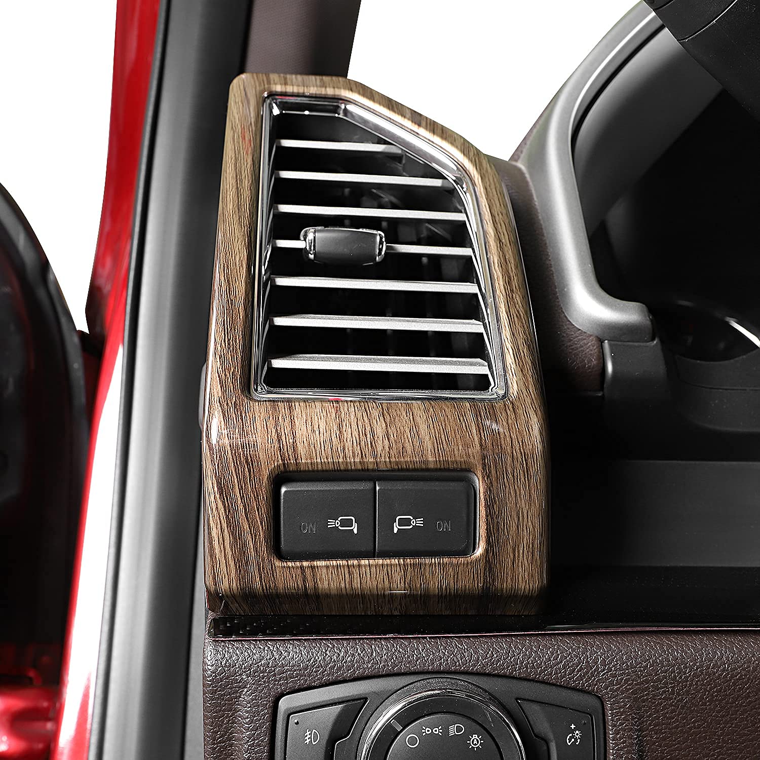 Voodonala for Ford F150 Wood Color Side Dash Air Vent Panel Cover Outlet Vent Covers Trim for Ford F150 2015-2020(3Pcs/Set,ABS)