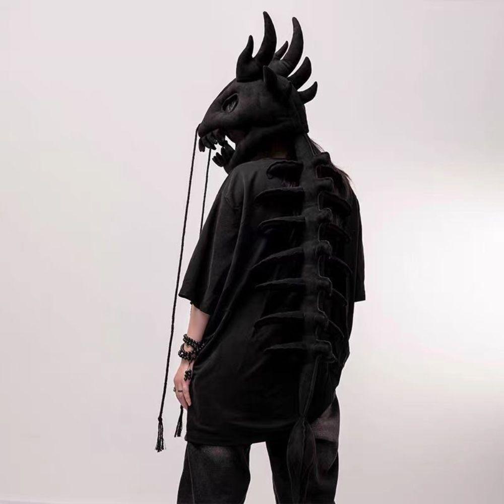Plush Material Dragon Headpiece Exoskeleton Spine Tail Plush Cosplay Helmet Cosplay Party