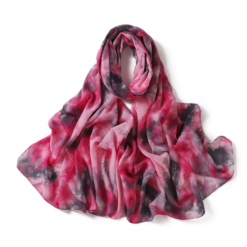 70*175cm Women Striped Floral Chiffon Hijab Fashion Scarf Lady Wraps Shawls Muslim Headband Islamic Scarves