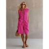 Summer New Style Fashionable Casual Two-piece Women's Single-button Sleeveless Shirt Set