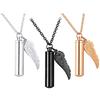 Pendant Necklace Swing-Open Stainless Design Pendant Necklace Steel Angel Wings Pet Hair Keepsakes