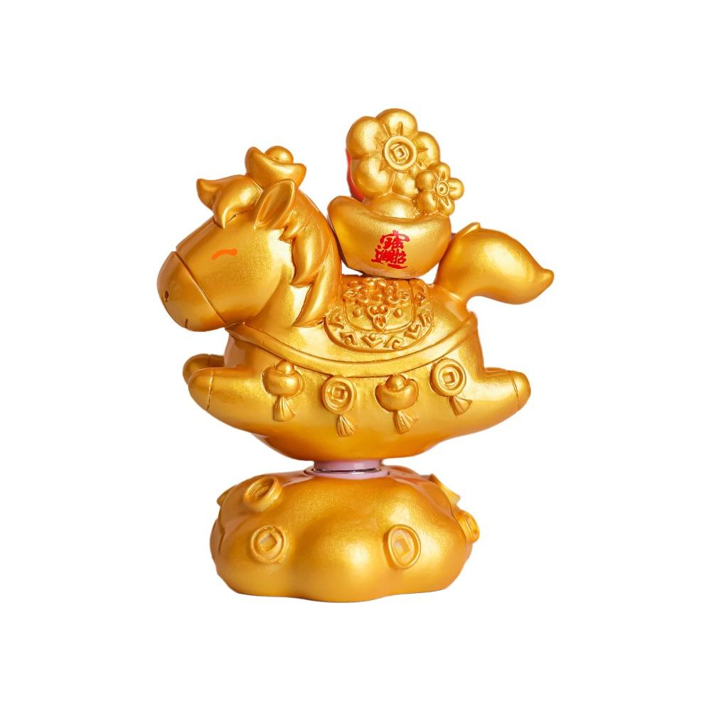 

Resin Horse Shape Ornament Unique Zodiac Horse Figurines Rotatable Pony Figurine Art Collectible золотой