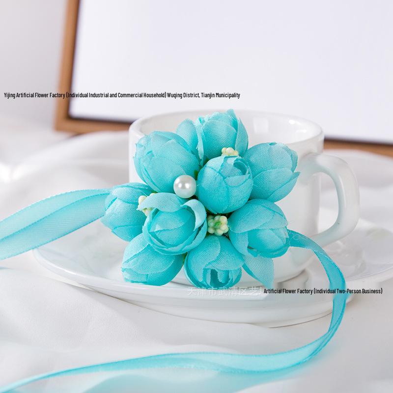 Artificial Flower Ribbon Wrist Corsage for Children's Day, Dance, Wedding Bridesmaid, or Bride