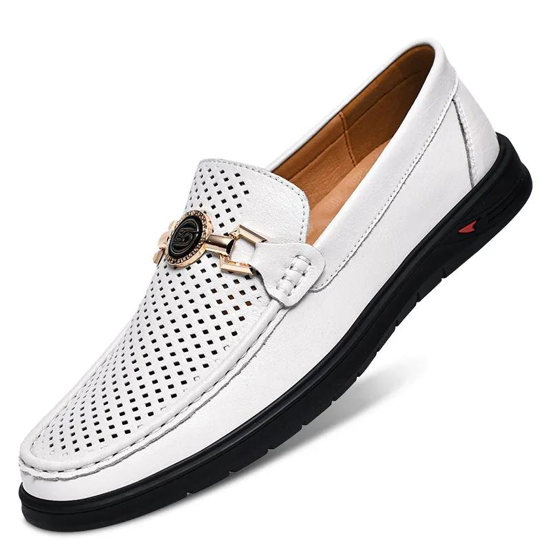 British Style Casual Leather Men Dress Blue Breathable Business Leather Shoes Handmade Loafers Classic Men Wedding Oxfords Flats