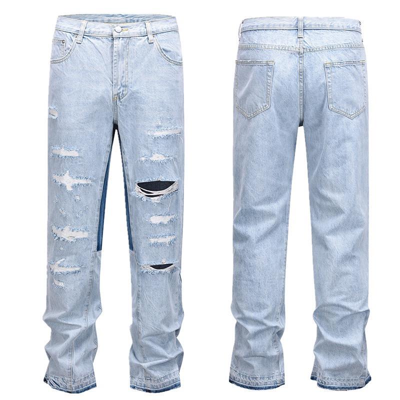 RogueWave Y2k Streetwear Vintage Pantalones Hombre Trees Camouflage Jeans Cargos for Men Patchwork Straight Baggy Casual Denim Trousers