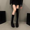 Bottes chaussettes élastiques pour femmes 2025 printemps et automne nouvelles bottes hautes polyvalentes au genou à talon épais et petit bout carré bottes fines bottes hautes