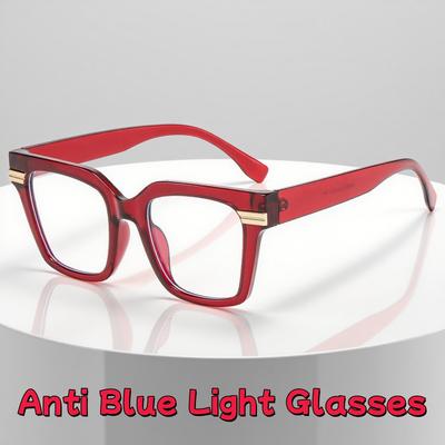 Retro Anti Blue Light Square Glasses Large Frame Women Men Unisex Fashion Trendy Street Photography Versatile Eyewear