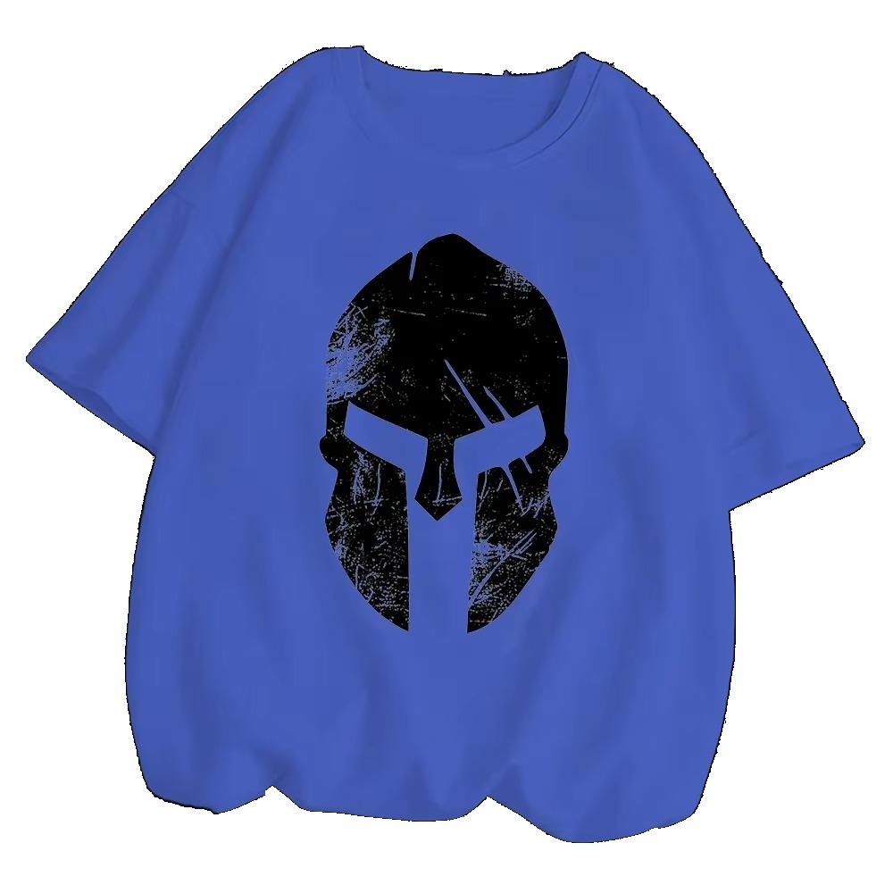 Spartan 100% Cotton T-shirts Men Summer Comic Funny T-shirt Harajuku Streetwear Tops Oversized Black Man Clothing