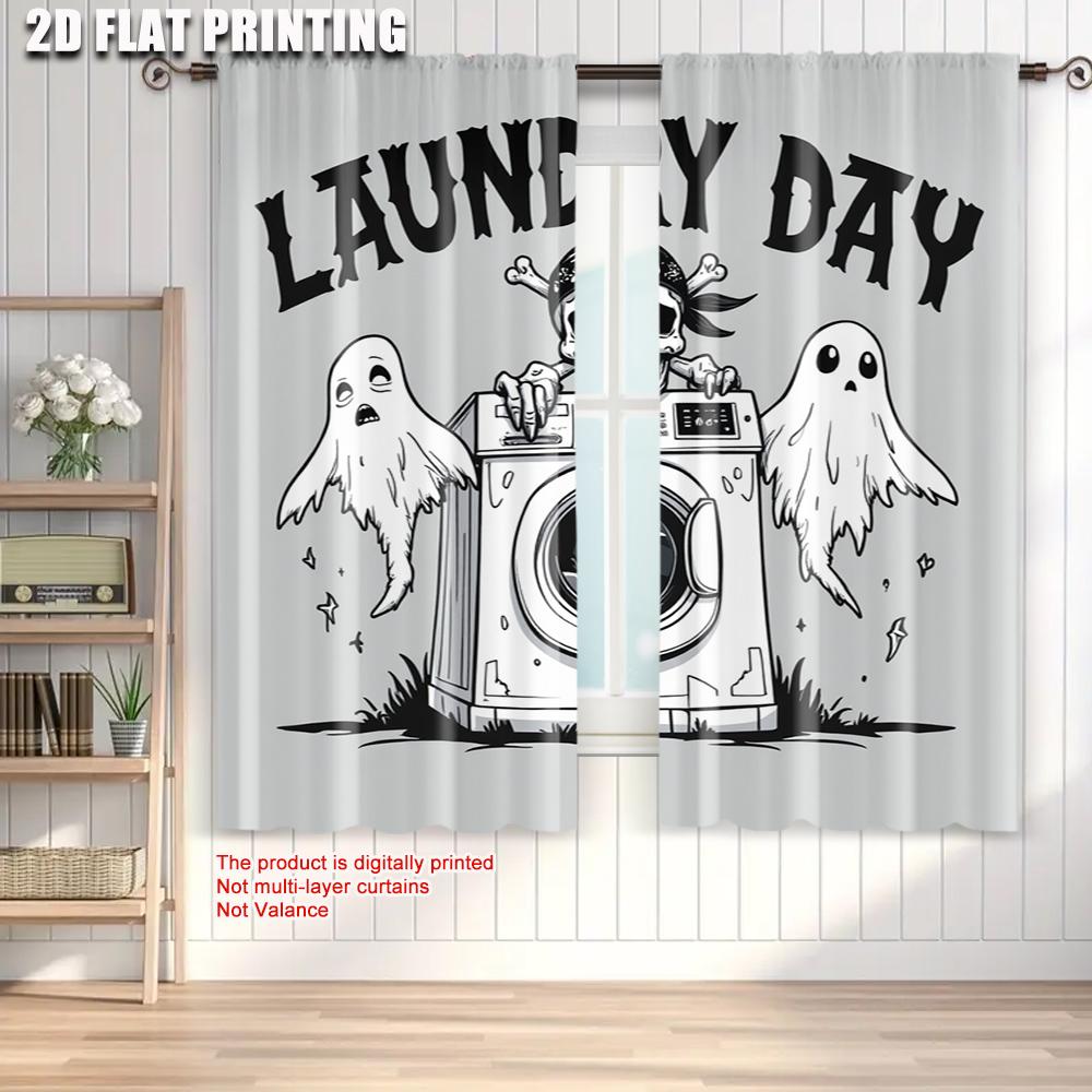 2pcs, plane printing Curtains Roller Blinds Colorful Laundry Pattern 33 Polyester (without rod) Decorations Outdoor for Living