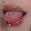 Waterproof Crystal Resin Ball Tongue Rings Nipple Barbell Ear Cartilage Earring 14G 1.6mm 12-22mm Titanium Piercing Body Jewelry
