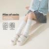 Spring and Summer College-style Pile Socks Make The Legs Look Slimmer, Elastic, Breathable and Do Not Roll Off. Pure Color Long Socks.