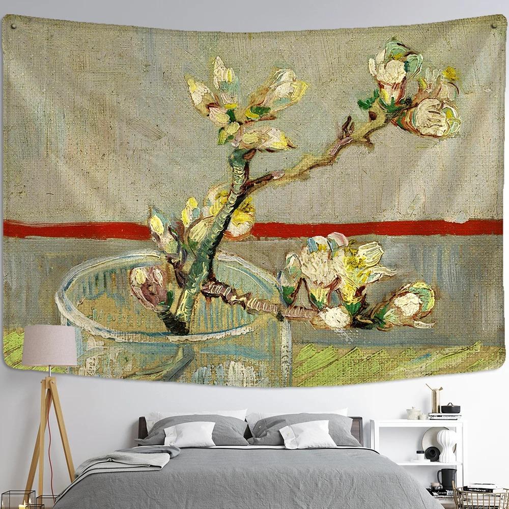 Retro Olieverf Bloemen Achtergrond Doek Huis Muur Decoratie Wandtapijt Kantoor Woonkamer Wandtapijt