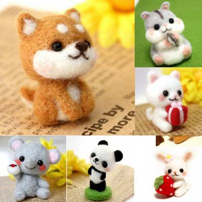 1 Set Handmade Faux Wool Unique Durable Lovely Animal Shape Doll Knitting Accessories Kit