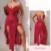 Plus Size Solid Color Mesh Nightgown Sheer Backless Comfortable Women's Loungewear Pajamas 896 Inclusive Breathable Sleepwear Designed