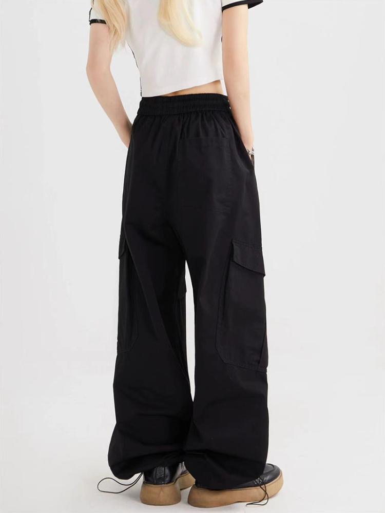 Pantaloni cargo de vară, vintage, de stradă, verde armată, pentru femei, Y2K, japonezi, cu buzunar largi, pantaloni de sport Harajuku, supradimensionați, largi