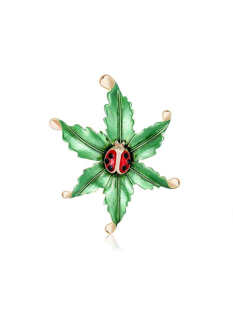 

Blucome Кристалл Тяжелая Божья коровка Жук Насекомое Брошь Булавка Эмаль Животное Лист Брошь Для Женщин Рождественский Бижутерия зелёный
