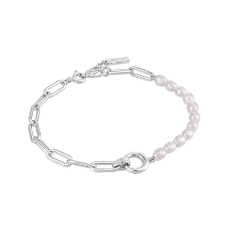 ANIA HAIE Freshwater Pearl Chunky Chain 925 Silver Bracelet B043-02