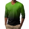Men's V-neck Casual Fashion Printed Long-sleeved T-shirt Top