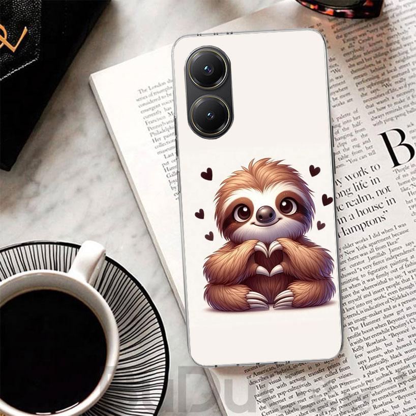 Animal Cute Cartoon Sloth Coffee Cover For Xiaomi Poco X7 X6 X5 Pro X3 Nfc F7 Ultra Phone Case F6 F5 X4 F4 Gt F3 M6 M5S M4 M3 Pr