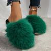 Fashion Closed Toe Fluffy Fur Slippers for Women Winter Plush Warm Indoor Home Slippers Woman Lightweight Flat Heels Couple Furry Slides