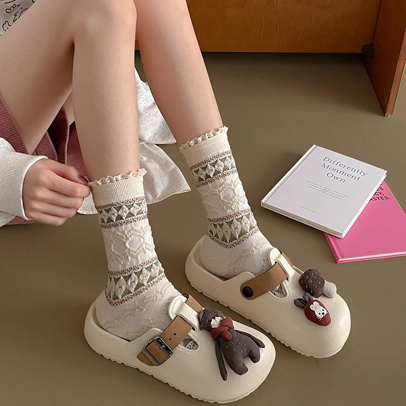 Lightweight and cute cartoon thick-soled bag head slippers women's summer wear soft-soled heightening Birkenstock slippers