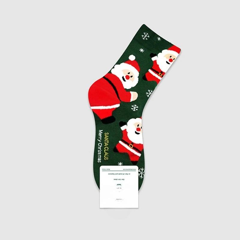 

4/1Pairs Christmas Socks Cute Cartoon Santa Claus Snowman Pattern Mid Tube Sock Autumn/Winter Korean Crew Socks New Year Gifts One Size