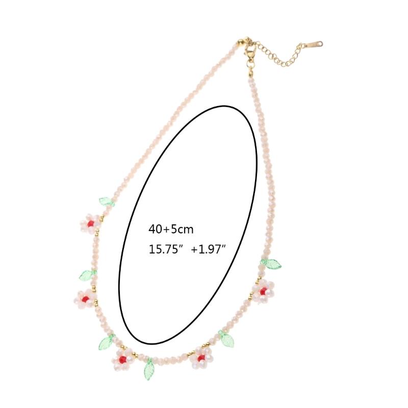 Flower Beaded Necklace Flower Pendant Necklace Chain Necklace Bead Necklace Party Accessories Gift for Women Girlfriends
